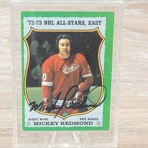 Mickey Redmond Autographed 1973 Topps #190 Detroit Red Wings Signed NHL All-Star